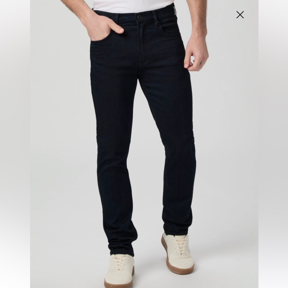 Paige Denim NWT Transcend Lennox Slim Jean Black Shadow Sz36 Stretch Jean